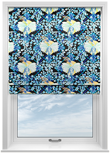 Faded Glamour, China Blue Black - Roman Blind